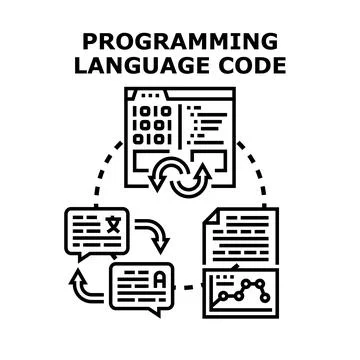 Programming language code development process in software engineering Stock Illustration