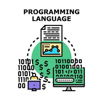Programming language coding development and digital revenue concept Stock Illustration