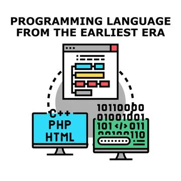 Programming language developing and coding software concept 库存插图