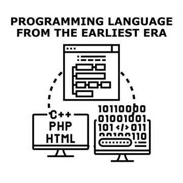 Programming language developing and coding software concept Ilustração Stock