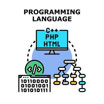 Programming language developing code creating software concept 库存插图