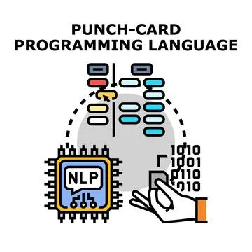 Programming language development using punch cards concept イラスト素材