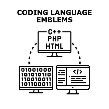 Programming language emblems creating coding development system イラスト素材
