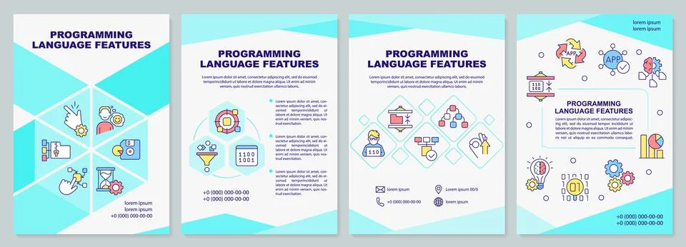 Programming language features brochure template Stock Illustration