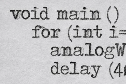 Programming language script printed by typewriter Stockfoto's