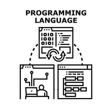 Programming language, software development, and coding process イラスト素材