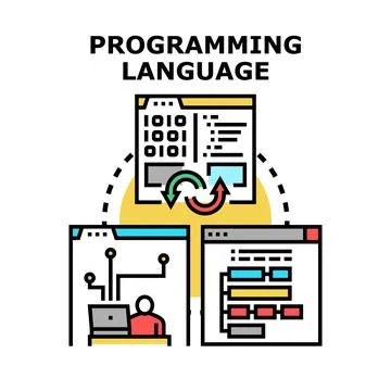 Programming language, software development, and coding process 스톡 일러스트