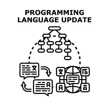 Programming language update and global software development Stock Illustration