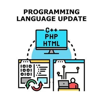 Programming language update improving software development process Stockillustratie