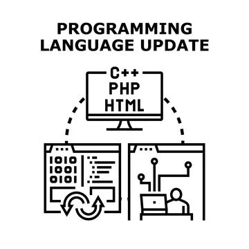 Programming language update improving software development process Stock Illustration