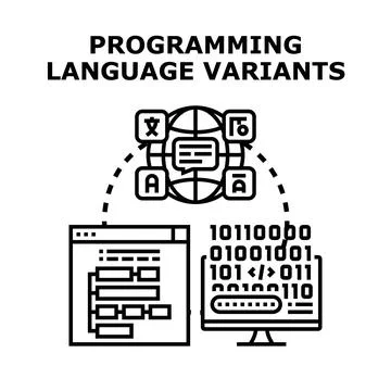 Programming language variants and global software development concept Stock Illustration