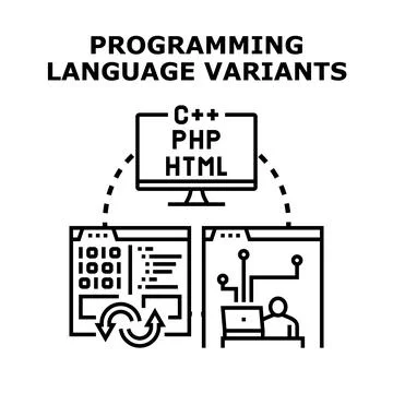 Programming language variants development concept illustration イラスト素材