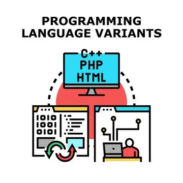 Programming language variants development concept illustration Stock Illustration