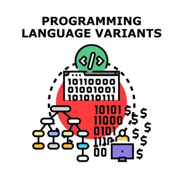 Programming language variants development earning money concept イラスト素材