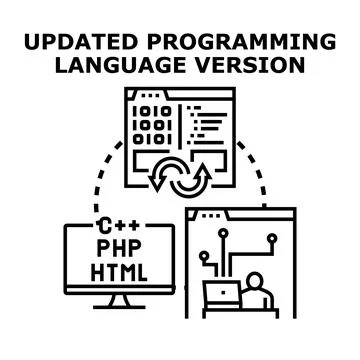 Programming language version updating software development イラスト素材