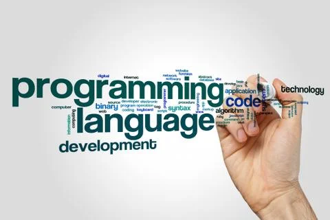 Programming language word cloud Stock Illustration