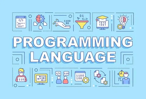 Programming language word concepts blue banner Illustration