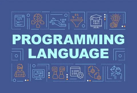 Programming language word concepts dark blue banner 스톡 일러스트