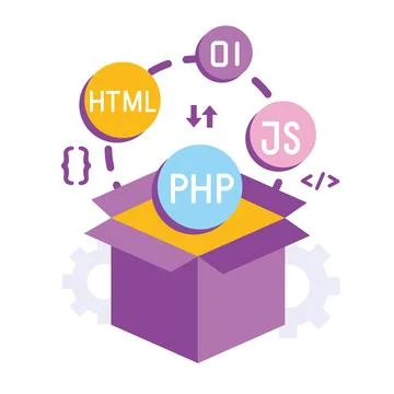 Programming languages and developing software Illustrazione stock