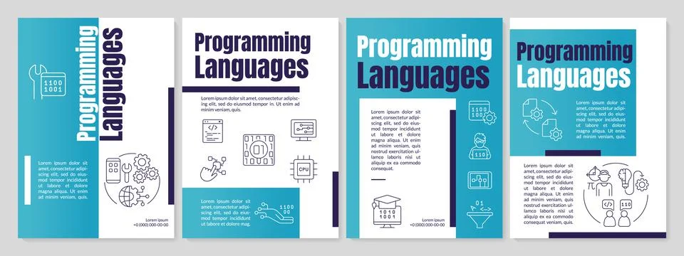 Programming languages blue brochure template 스톡 일러스트