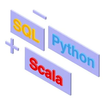 Programming languages combination with sql, python and scala Stock Illustration