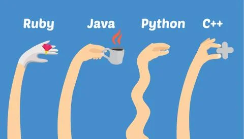 Programming languages illustration - hands of programmers Stock Illustration
