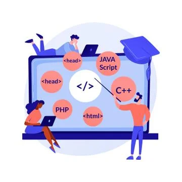 Programming languages learning vector concept metaphor. Stock Illustration