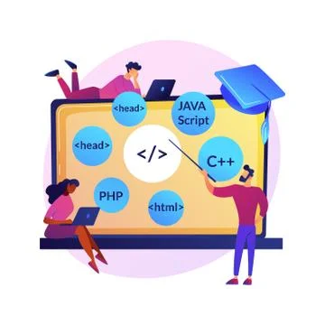 Programming languages learning vector concept metaphor. Illustrazione stock