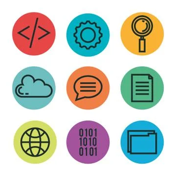 Programming languages set icons Stock Illustration