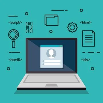 Programming languages set icons Stock Illustration