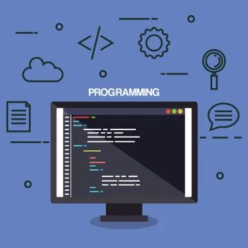 Programming languages set icons Stock Illustration