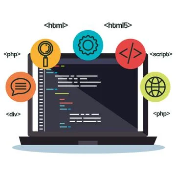 Programming languages set icons Stock Illustration