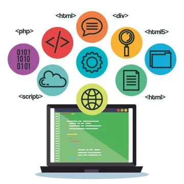Programming languages set icons Stock Illustration