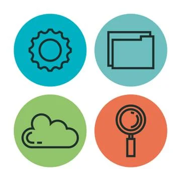 Programming languages set icons 스톡 일러스트