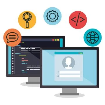 Programming languages set icons Illustrazione stock