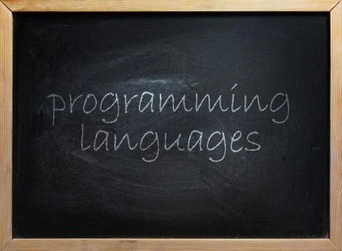 Programming Languages Text On School Board Foto stock