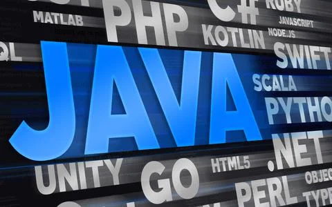 Programming languages titles with Main phrase in the blue color Illustrazione stock