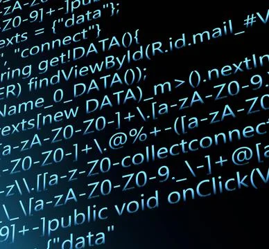 The Programming on laptop screen. Web development computer code. Stock Illustration