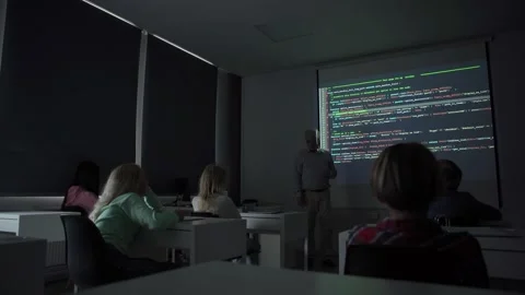 Programming lesson in modern school Video stock 142494449