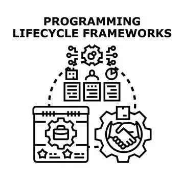 Programming lifecycle frameworks developing agile software solutions Stock Illustration