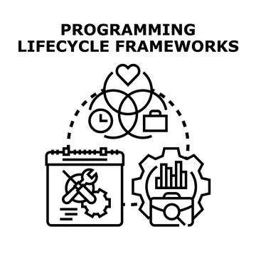 Programming lifecycle frameworks developing software applications Stock Illustration