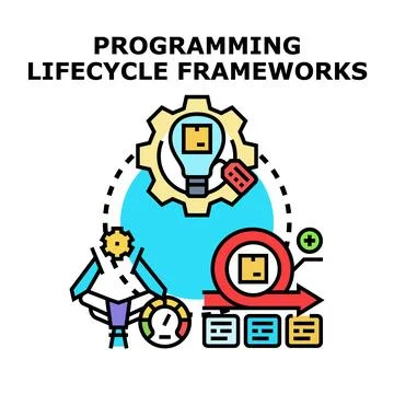 Programming lifecycle frameworks developing software solutions system Stock Illustration