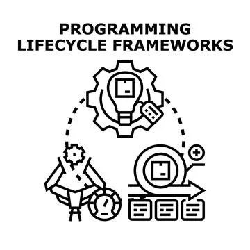 Programming lifecycle frameworks developing software solutions system Stock Illustration