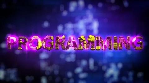 Programming lighting pink - yellow neon text in cyberpunk style Stock Footage 167855476
