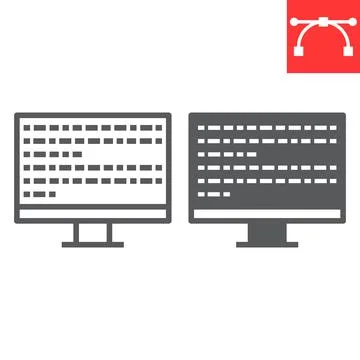 Programming line and glyph icon 库存插图