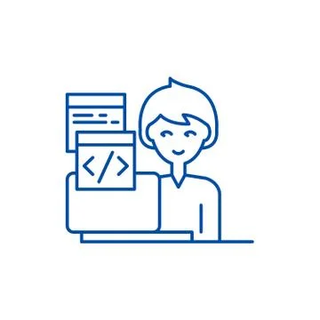 Programming line icon concept. Programming flat vector symbol, sign, outline Stock Illustration