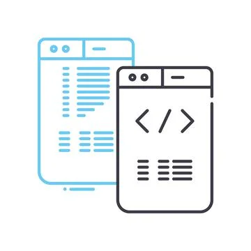 Programming line icon, outline symbol, vector illustration, concept sign Illustrazione stock