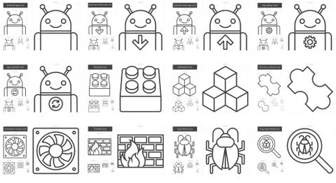 Programming line icon set Stock Illustration