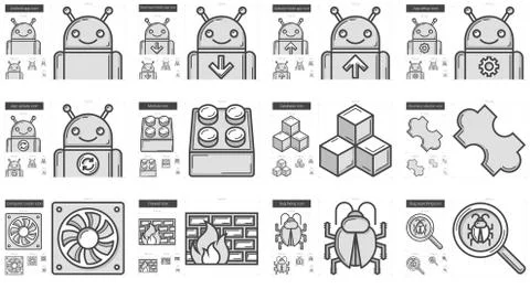 Programming line icon set Stock Illustration