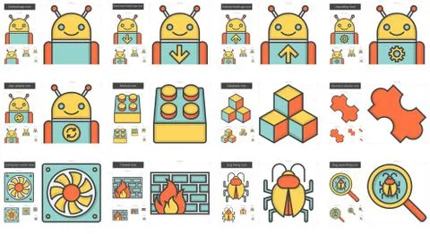 Programming line icon set 스톡 일러스트